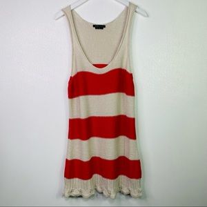 BCBGMAXAZRIA Orange Striped Sweater Crochet Dress Size XL